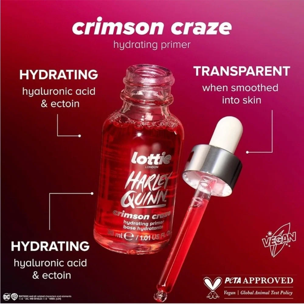Lottie London Harley Quinn Hydrating Primer - Crimson Craze / new